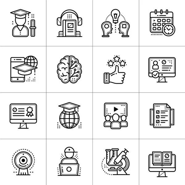 Conjunto de iconos vectoriales de educación en línea y aprendizaje electrónico. Adecuado para b — Vector de stock