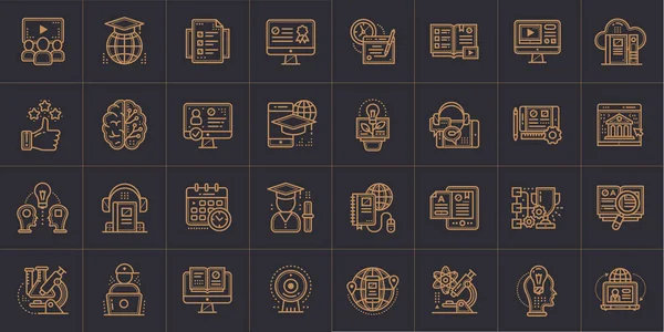 Conjunto de iconos vectoriales de educación en línea y aprendizaje electrónico. Adecuado para p — Vector de stock