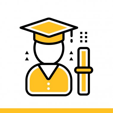 Doğrusal simgesi mezuniyet töreni. Online Eğitim, e-öğrenme. S