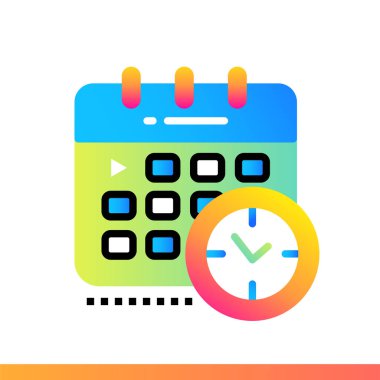 Daire degrade simgesi zamanlama. Online Eğitim, e-öğrenme. Baskı, arayüzü, web, sunum için uygun