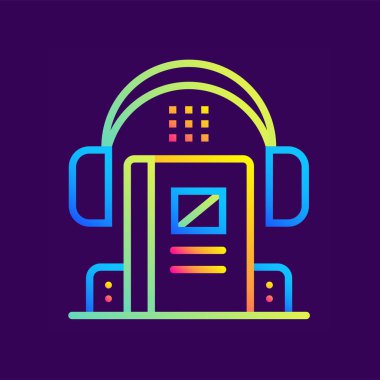 Anahat degrade simgesi ses kaseti. Online Eğitim, e-öğrenme. Baskı, arayüzü, web, sunum için uygun