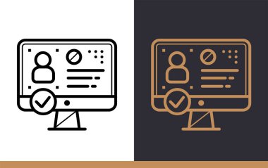 Kimlik doğrulama benzersiz doğrusal simgesi. Online Eğitim, e-öğrenme. Mobil uygulama için modern anahat simgeleri