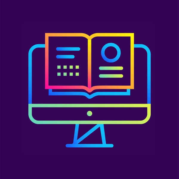 Overzicht kleurovergang pictogram Online lezen. Online onderwijs, e-learning. Geschikt voor afdrukken, web, interface en presentatie — Stockvector