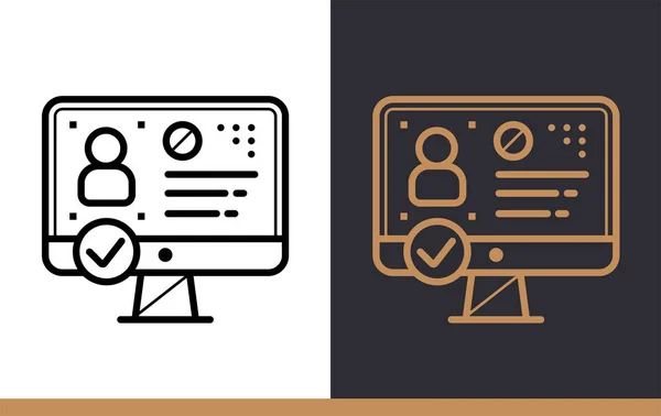 Icône linéaire unique de vérification de l'identité. Éducation en ligne, apprentissage en ligne. icônes de contour modernes pour application mobile — Image vectorielle