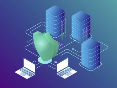 Dijital veri güvenli ve veri güvenlik kavramı. Siber Güvenlik La