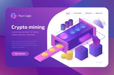 Bitcoin Cryptomining çiftlik kavramı. Blockchain kavramı madencilik 