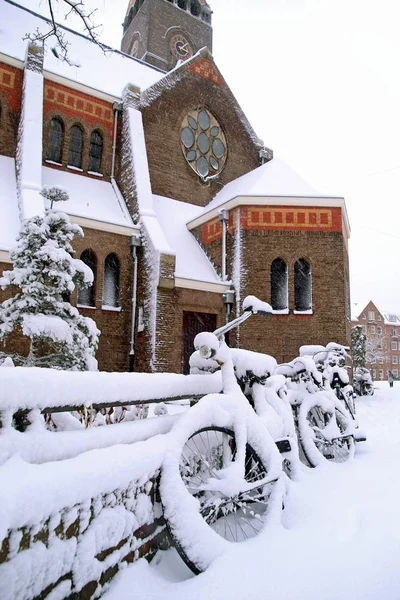 Bike covered with snow — Stock Photo, Image