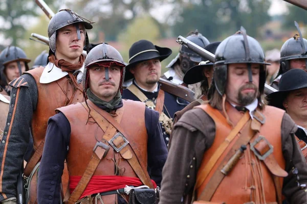 Groenlo Nederländerna Oktober 2012 Reenactment Slaget Grolle Historisk Strid Mellan — Stockfoto