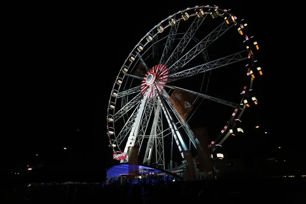 Amsterdam Netherlands August 2015 Ferris Wheel Night Amsterdam Largest Free — Stock Photo, Image