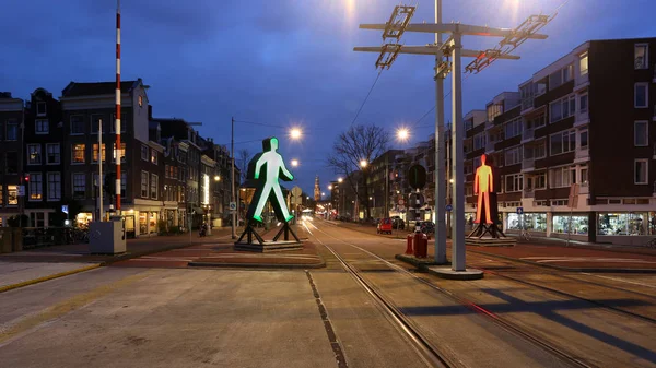 Kunst Licht Nachts Tijdens Het Amsterdam Light Festival Amsterdam — Stockfoto