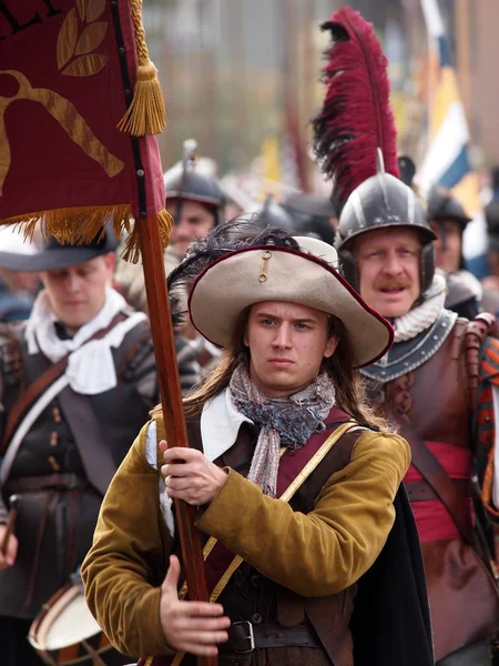 Groenlo Nederländerna Oktober 2012 Reenactment Slaget Grolle Historisk Strid Mellan — Stockfoto