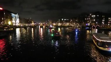 City Amsterdam Hollanda geceleri, tarihi evler 