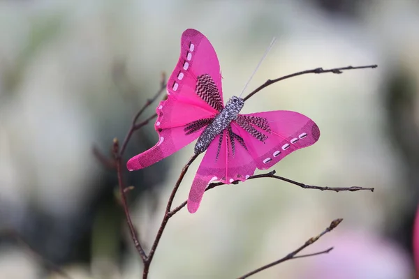 Pink Artificial Butterfly Branch — Stock Photo, Image