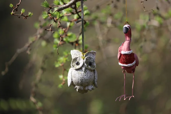 Giocattoli Appesi Ramo Albero — Foto Stock