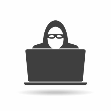 Hacker dizüstü düz simgesiyle