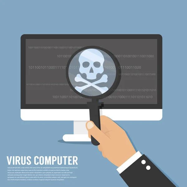 Laptop infected virus computer — Stock Vector