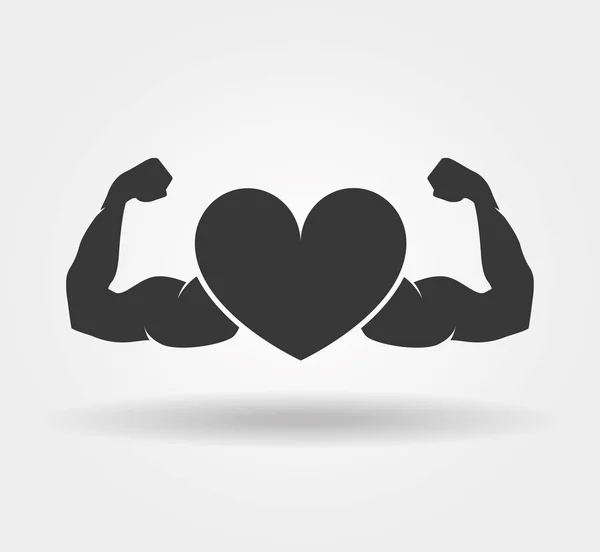 Coeur avec icône musculaire — Image vectorielle