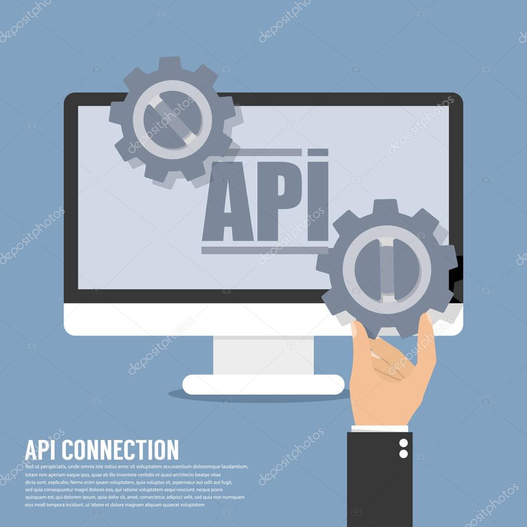 API Icon Api Connection in flat style isolated on grey background. World globe symbol for your website design, logo, app, UI, Vector illustration, EPS10