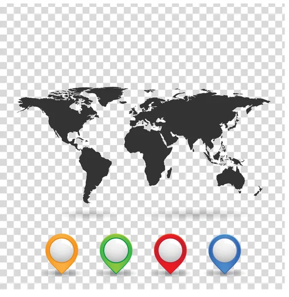 Carte avec épingles colorées — Image vectorielle