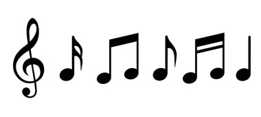 Müzik notaları ikonu. Vektör illüstrasyonu