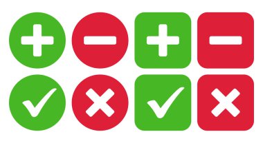 İşaretleme simgesi ve artı eksi simgesi. Vektör illüstrasyonu