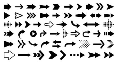 Ok simgelerinin vektör illüstrasyonu ayarlandı