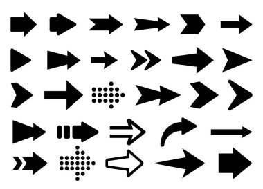 Ok simgelerinin vektör illüstrasyonu ayarlandı