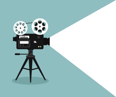 Film zamanı düz konsept arka plan. Sinema afişi tasarımı