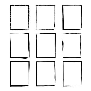 Grunge çerçeve dokusu ayarlandı. Vektör illüstrasyonu