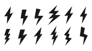 Gök gürültüsü ve aydınlatma simgeleri ayarlandı. Vektör