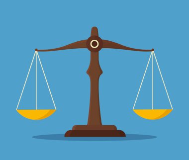 Adalet ikonunun vektör ölçekleri. Düz simge