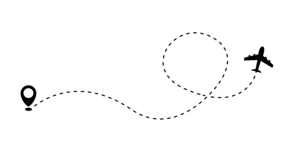 Flugzeug Und Track Symbol Auf Weißem Hintergrund Vektorillustration — Stockvektor