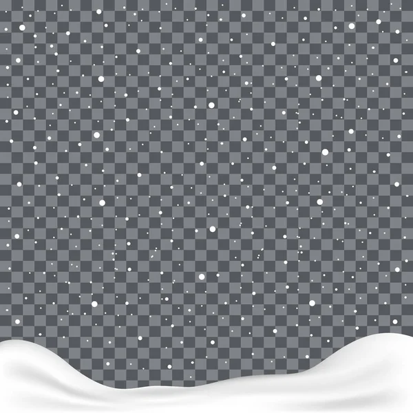 Fallande Snöflingor Eller Snöflingor Transparent Bakgrund Vektorillustration — Stock vektor