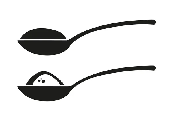 Cuillère Avec Sucre Sel Farine Autre Icône Ingrédient — Image vectorielle