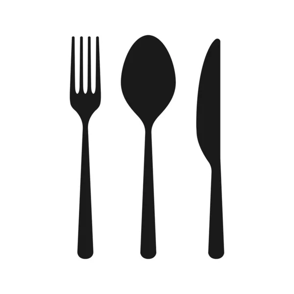 Vector Cutlery Set Fork Knife Flat Style — Stock Vector