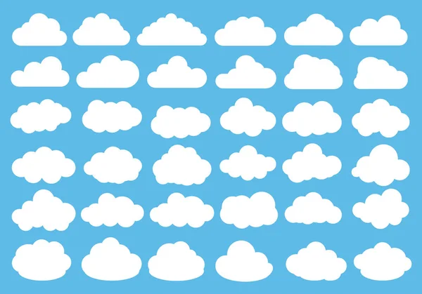 Ilustração Vetorial Nuvens Conjunto Ícones Planos — Vetor de Stock