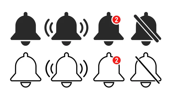 Notification Flat Bells Icon Vector Illustration — Stock Vector