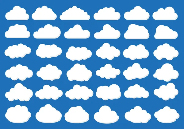 Vector Illustration Clouds Flat Icon Set — Stock Vector