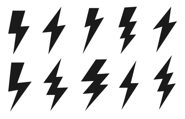 Thunder Lighting Icons Set Vector Illustration Set — Stock Vector