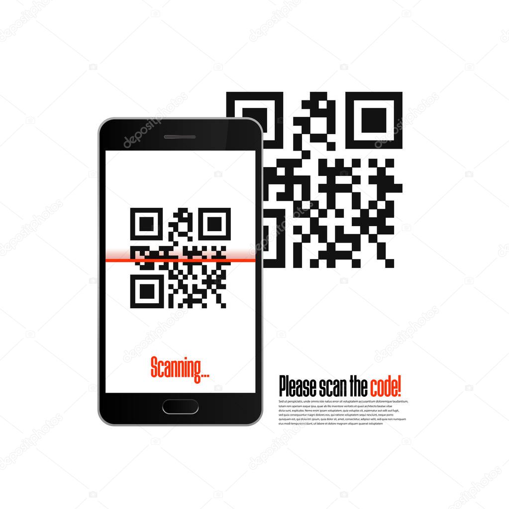 Scan QR code icon with phone. Barcode. Vector illustration.