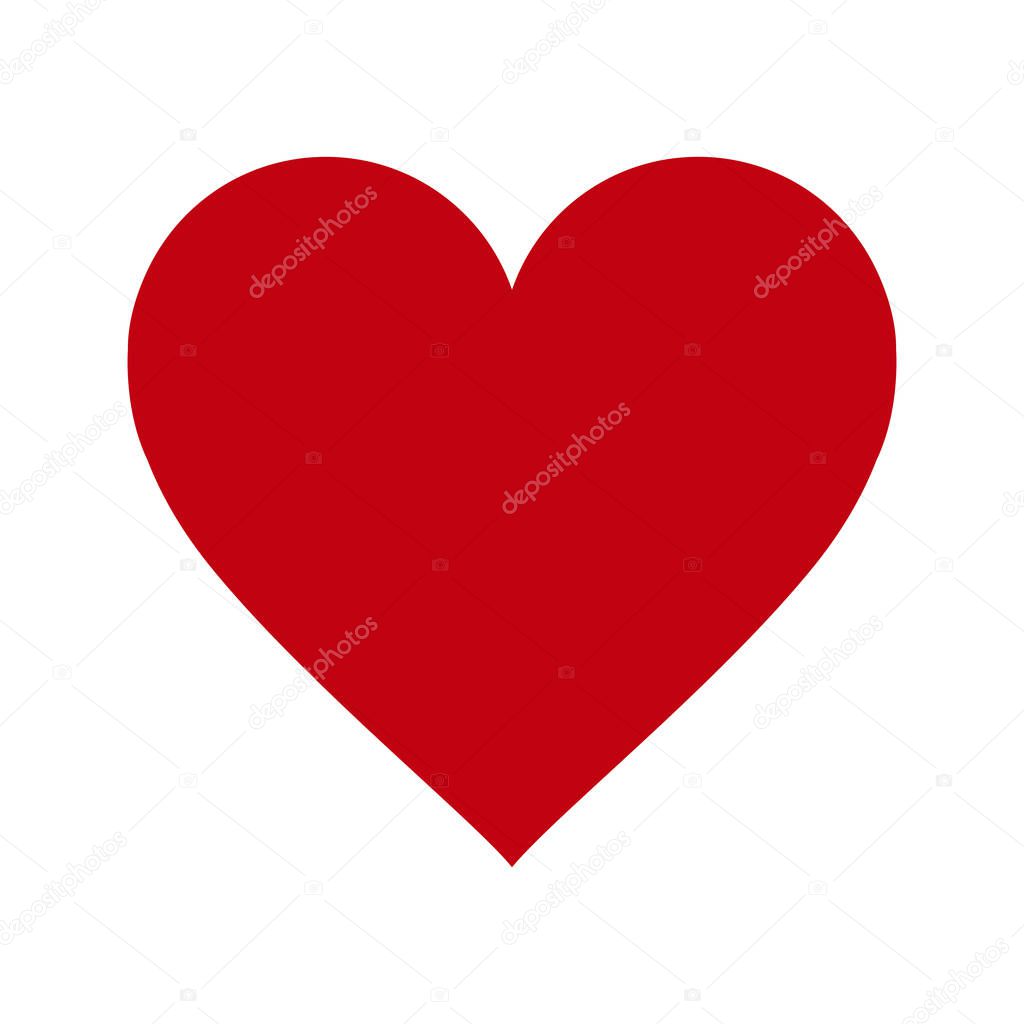 Red heart icon on white background. Love logo heart illustration.