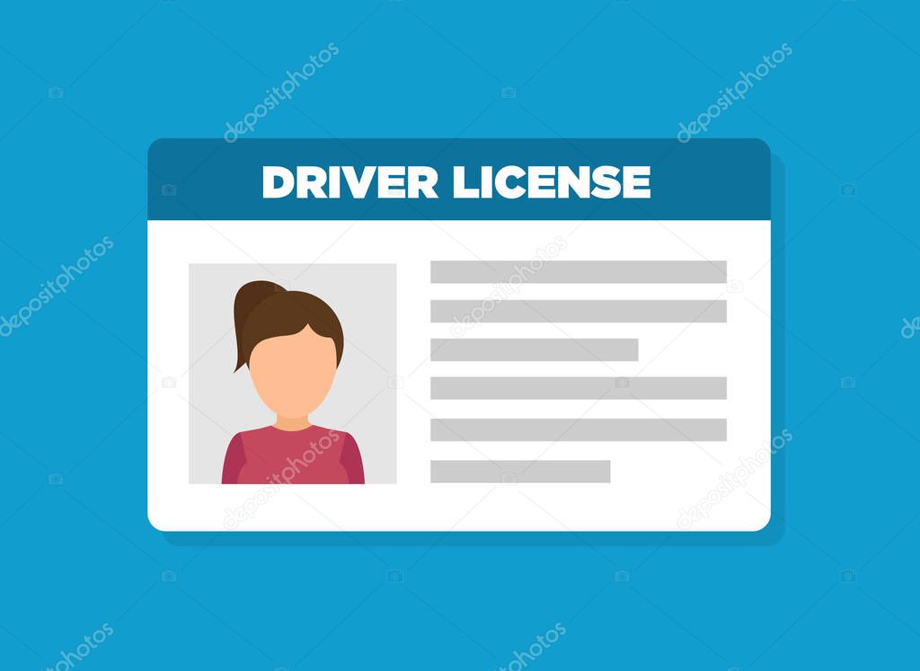 Car driver license woman icon. Vector illustration
