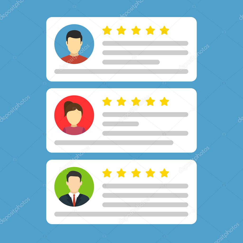 User reviews icon. flat style vector illustration