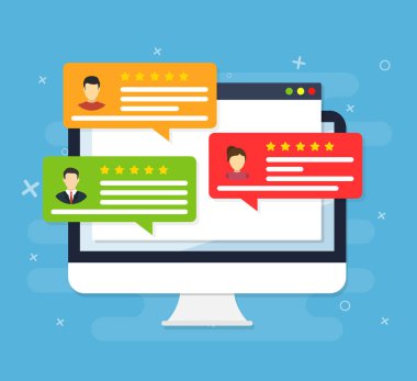 Kullanıcı yorumları. Düz simge stili vektör çizimi