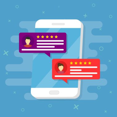 Değerlendirme düzeyi. Cep telefonu ikonu vektör illüstrasyonu üzerine konuşmalar. Geri bildirim