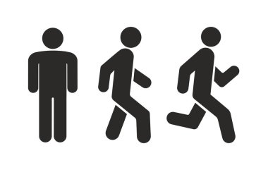 Man stands, walk and run flat icon