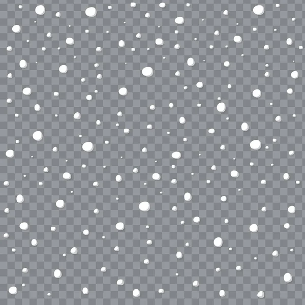 Fallande snöflingor på transparent bakgrund. Vektorillustration — Stock vektor