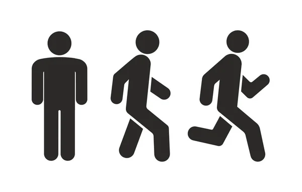 Man stands, walk and run flat icon — Stock Vector