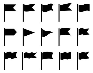 Görüntü dekorasyonu için siluet simge dizisi bayrağı. Vektör illüstrasyonu