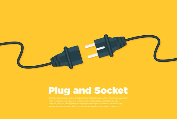 Conecte-se plug and socket flat icon — Vetor de Stock